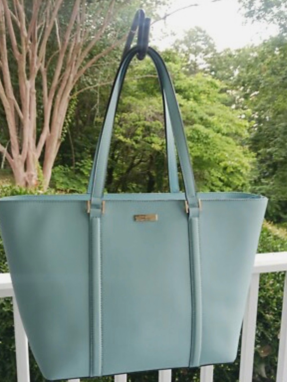 Kate Spade WKRU 3366 Large Sky Blue Newbury Lane Dally Large Leather Tote